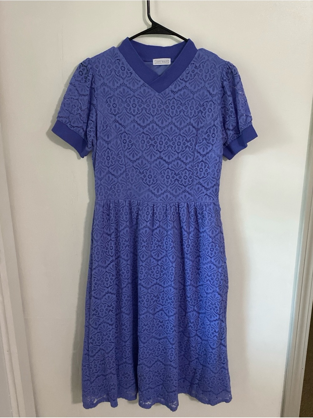Sweet Salt Women’s Small Lavender Embroidered Floral Lined Pockets Modest Church